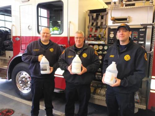 Danville Firefighters were among the first to receive Wilderness Trail hand sanitizer.